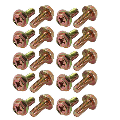 Harfington 20Pcs M6x16mm Yellow Zinc Plated 4.8 Grade phillips Drive Serrated Flange Hex Head Bolt