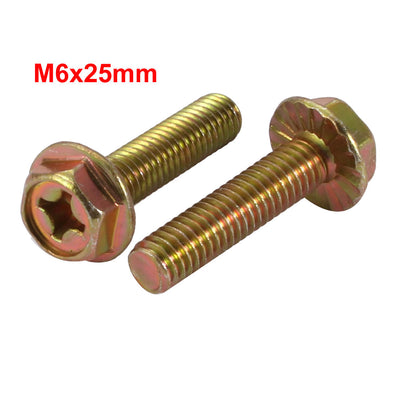 Harfington 20Pcs M6x25mm Yellow Zinc Plated 4.8 Grade phillips Drive Serrated Flange Hex Head Bolt