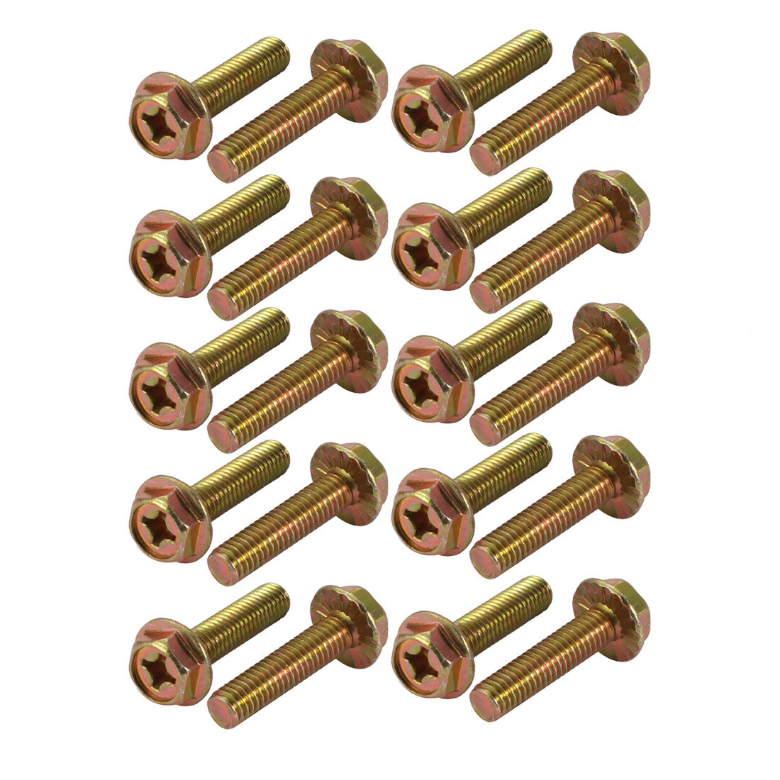 Harfington 20Pcs M6x25mm Yellow Zinc Plated 4.8 Grade phillips Drive Serrated Flange Hex Head Bolt