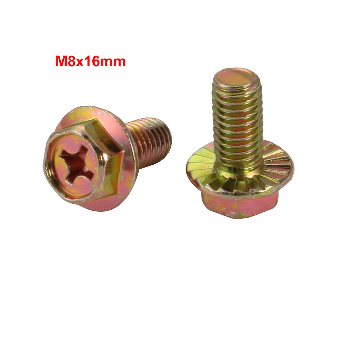 Harfington 20Pcs M8x16mm Yellow Zinc Plated 4.8 Grade phillips Drive Serrated Flange Hex Head Bolt