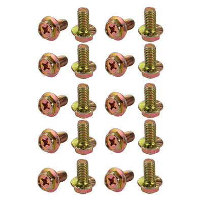 Harfington 20Pcs M8x16mm Yellow Zinc Plated 4.8 Grade phillips Drive Serrated Flange Hex Head Bolt