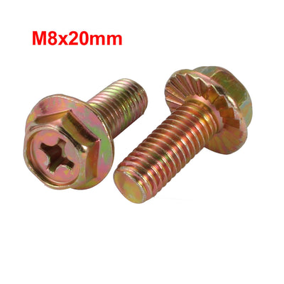 Harfington 20Pcs M8x20mm Yellow Zinc Plated 4.8 Grade phillips Drive Serrated Flange Hex Head Bolt