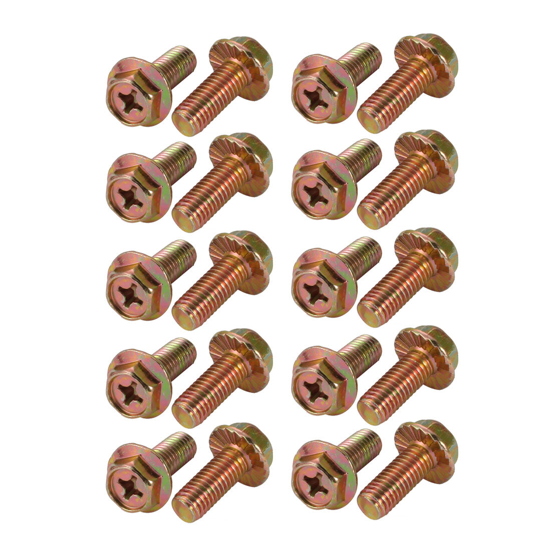 Harfington 20Pcs M8x20mm Yellow Zinc Plated 4.8 Grade phillips Drive Serrated Flange Hex Head Bolt