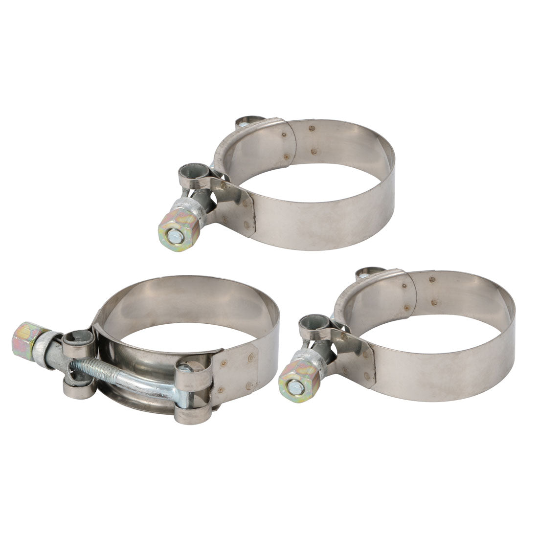 Harfington 3 Pcs 52mm-60mm Stainless Steel T-Bolt Hose Clamp for Fuel Pump Filter Plumbing