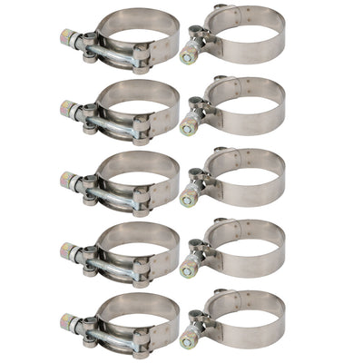 Harfington 10 Pcs 52mm-60mm Stainless Steel T-Bolt Hose Clamp for Fuel Pump Filter Plumbing