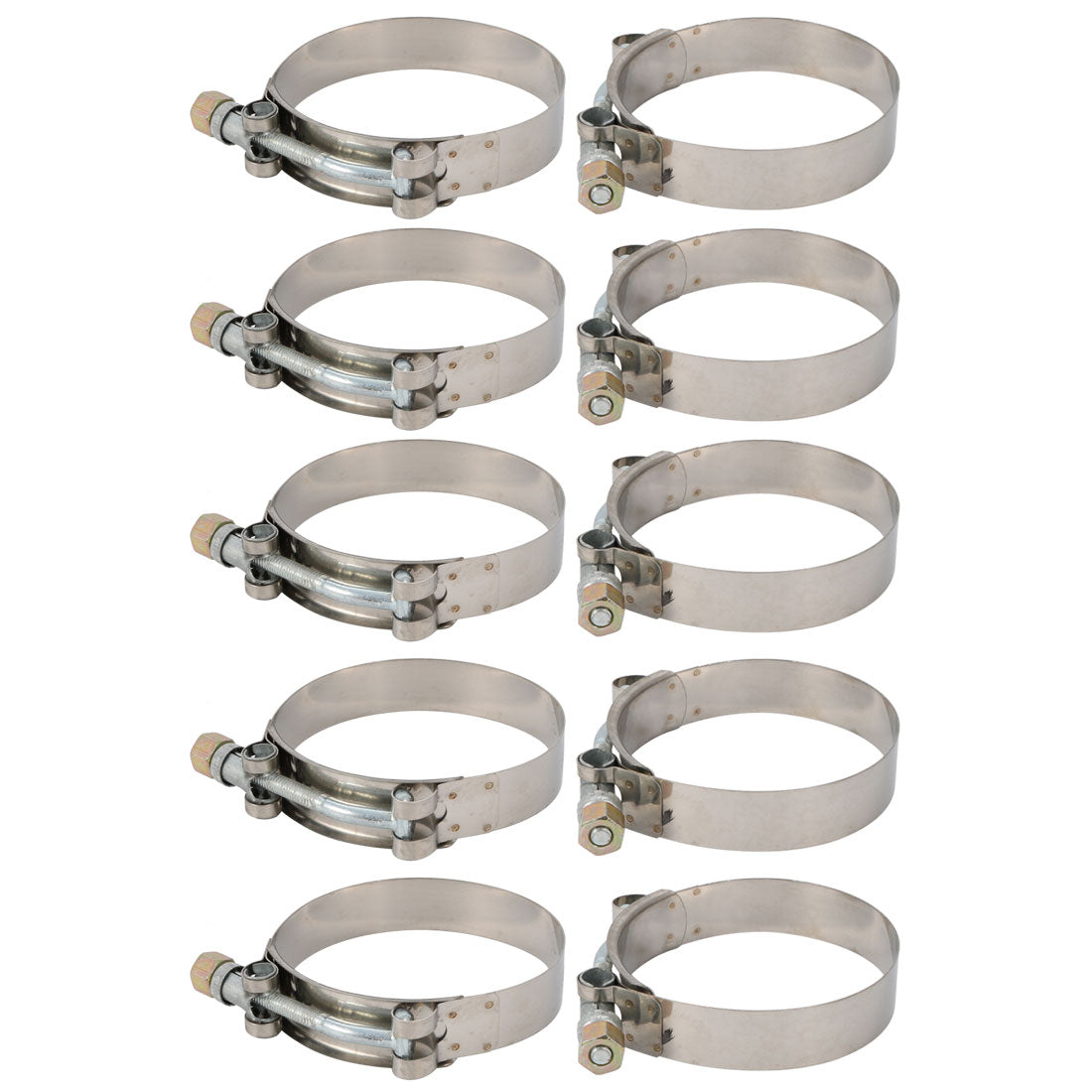 Harfington 10 Pcs 72mm-80mm Stainless Steel T-Bolt Hose Clamp for Fuel Pump Filter Plumbing
