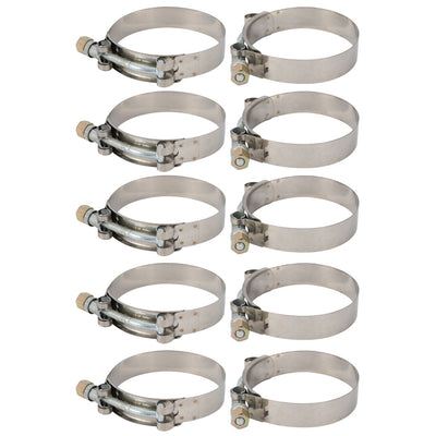Harfington 10 Pcs 72mm-80mm Stainless Steel T-Bolt Hose Clamp for Fuel Pump Filter Plumbing