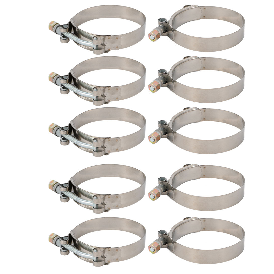 Harfington 10 Pcs 79mm-87mm Stainless Steel T-Bolt Hose Clamp for Fuel Pump Filter Plumbing