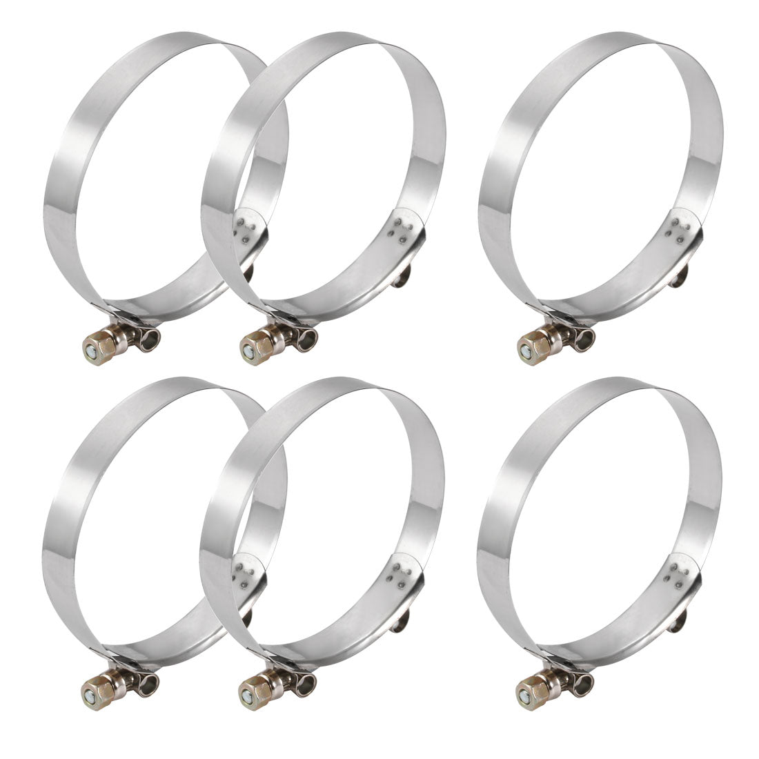Harfington 6PCS 107mm-115mm Stainless Steel T-Bolt Hose Clamp for Fuel Pump Filter Plumbing