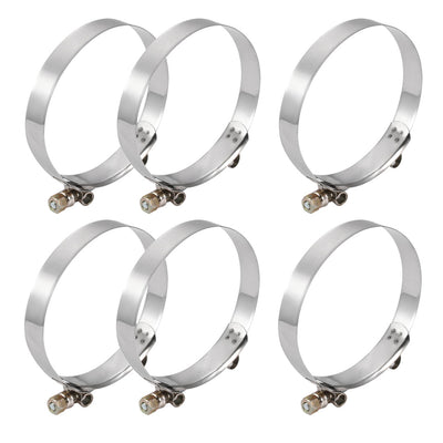 Harfington 6PCS 107mm-115mm Stainless Steel T-Bolt Hose Clamp for Fuel Pump Filter Plumbing