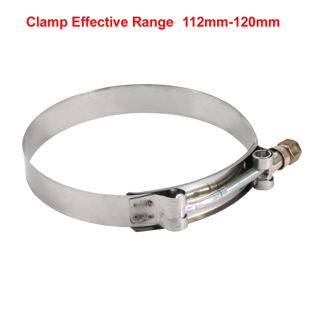Harfington 112mm-120mm Stainless Steel T-Bolt Hose Clamp Clip for Fuel Pump Filter Plumbing