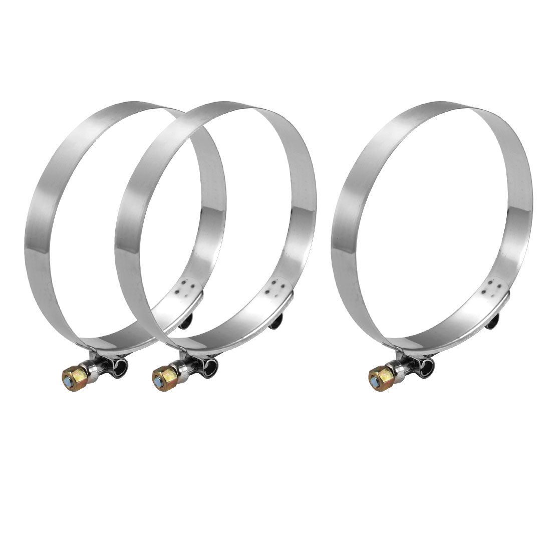 Harfington 3PCS 122mm-130mm Stainless Steel T-Bolt Hose Clamp for Fuel Pump Filter Plumbing