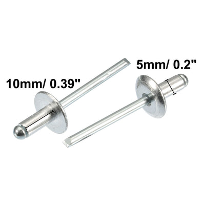 Harfington 20 Pcs 5mm x 10mm x 14mm Aluminum Open End Large Flange Blind Rivets