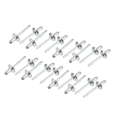 Harfington 20 Pcs 5mm x 10mm x 14mm Aluminum Open End Large Flange Blind Rivets