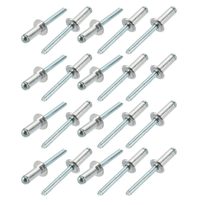 Harfington 20 Pcs 6.4mm x 16mm x 13mm Aluminum Open End Large Flange Blind Rivets