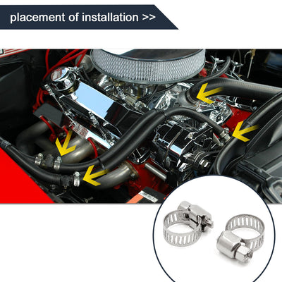 Harfington 12Pcs Metal Adjustable Drive Hose Clamp Fuel Line  Clip 8-12mm for Car