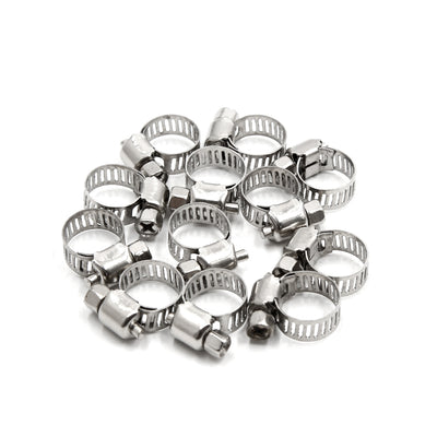Harfington 12Pcs Metal Adjustable Drive Hose Clamp Fuel Line  Clip 8-12mm for Car