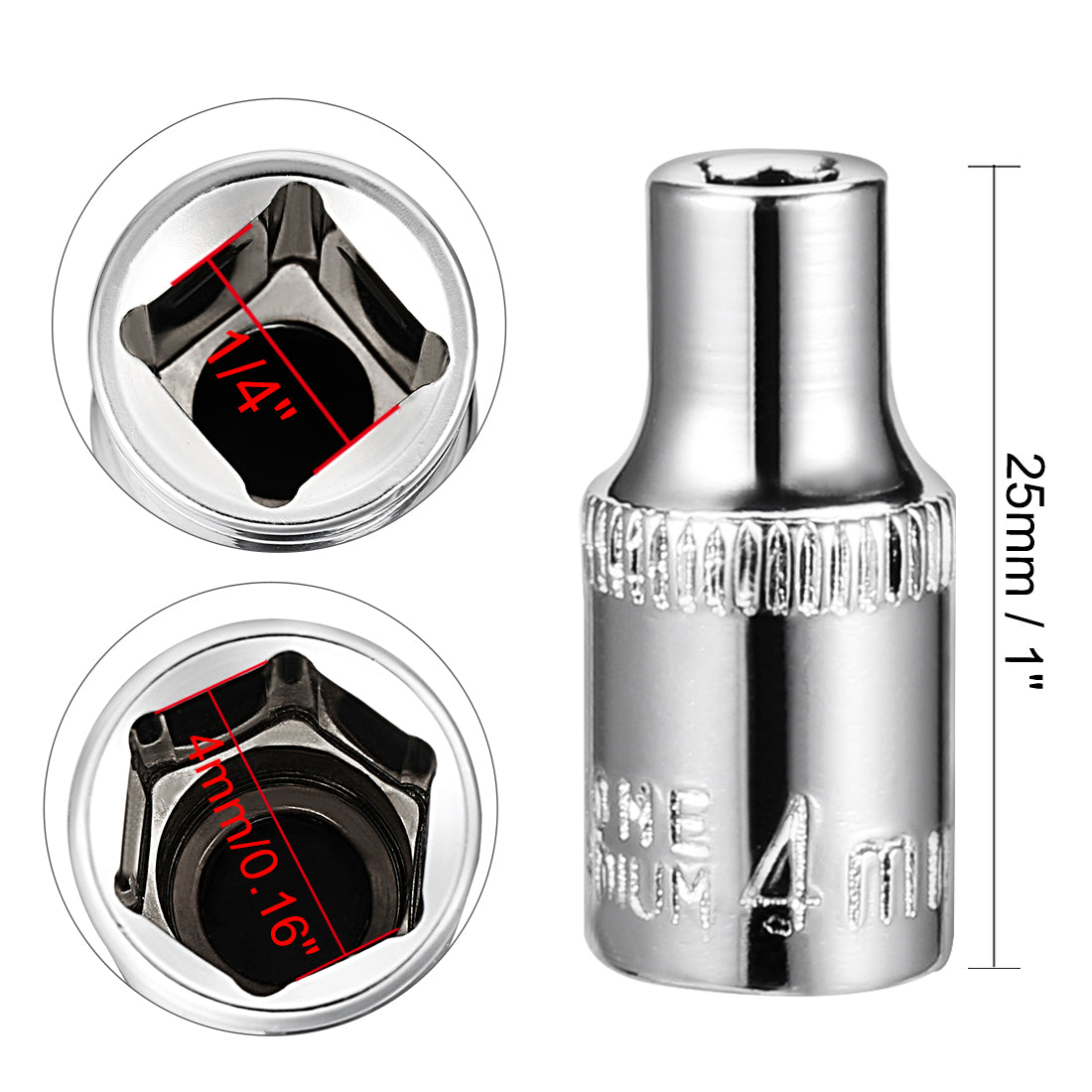 Harfington Drive 6-Point Shallow Socket, Metric, Cr-V Steel