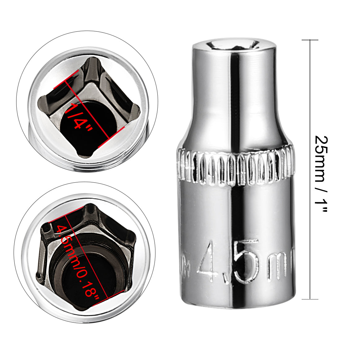 Harfington Drive 6-Point Shallow Socket, Metric, Cr-V (Polishing)