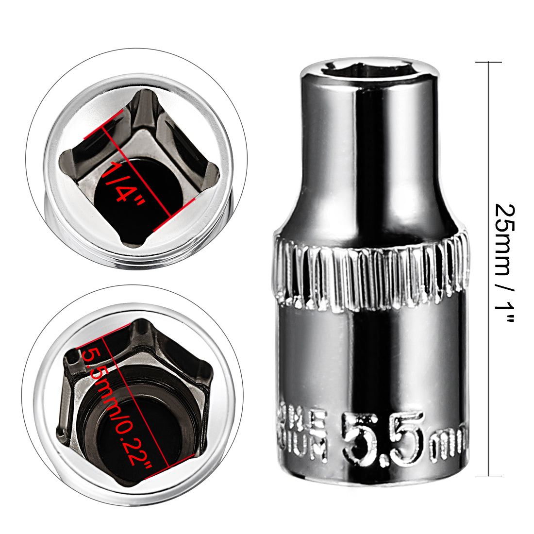 Harfington Drive 6-Point Shallow Socket, Metric, Cr-V (Polishing)