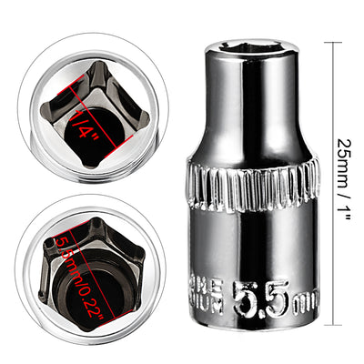 Harfington Drive 6-Point Shallow Socket, Metric, Cr-V (Polishing)