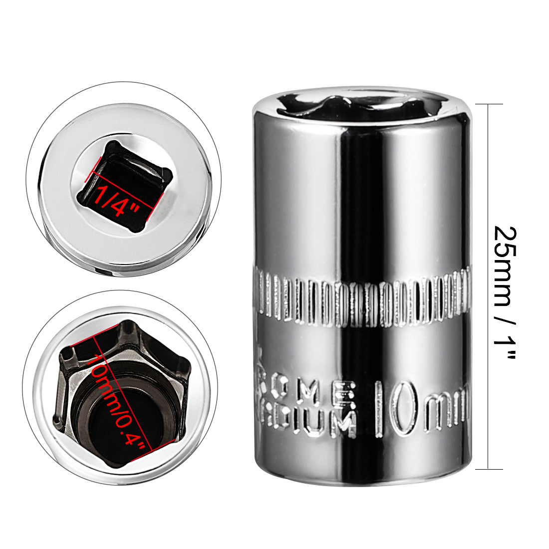 Harfington Drive 6-Point Shallow Socket, Metric, Cr-V (Polishing)