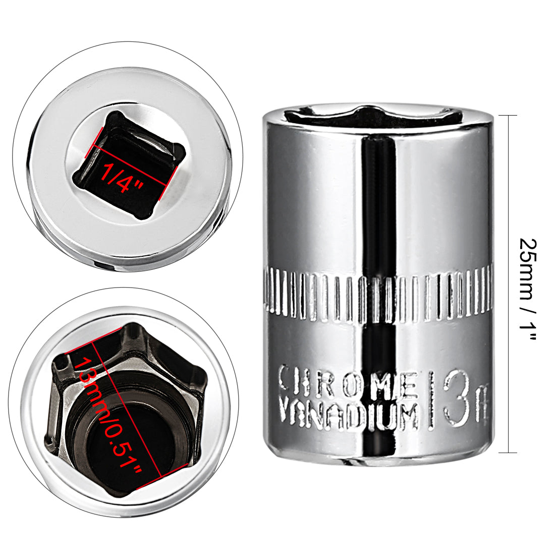 Harfington Drive 6-Point Shallow Socket, Metric, Cr-V (Polishing)