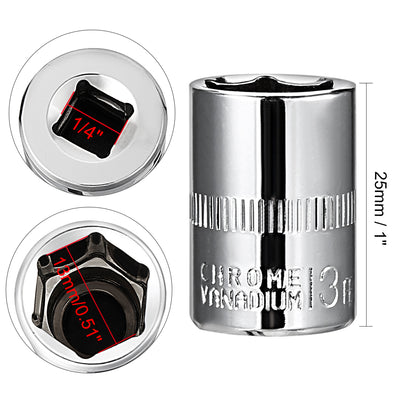 Harfington Drive 6-Point Shallow Socket, Metric, Cr-V (Polishing)