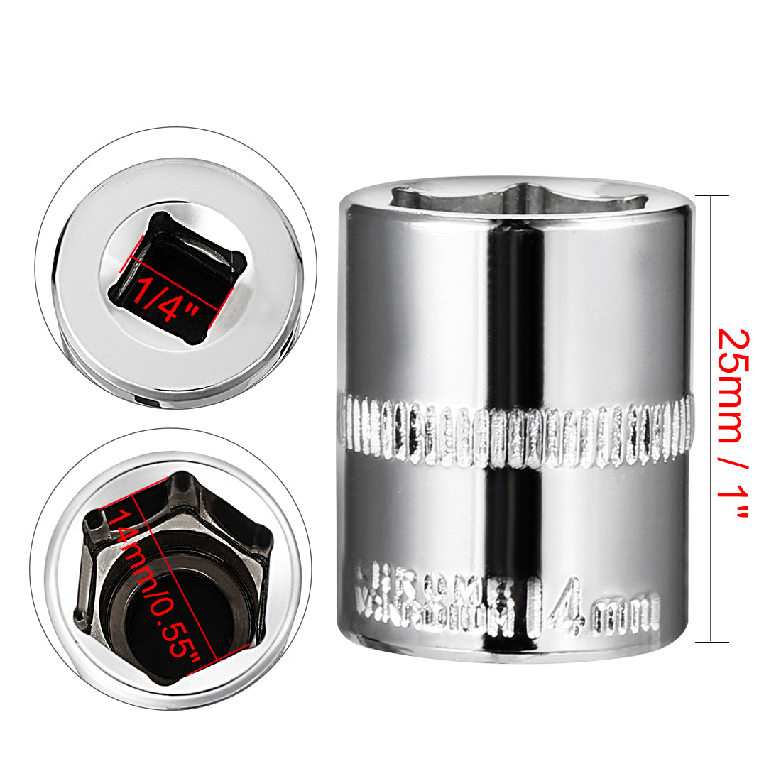 Harfington Drive 6-Point Shallow Socket, Metric, Cr-V (Polishing)