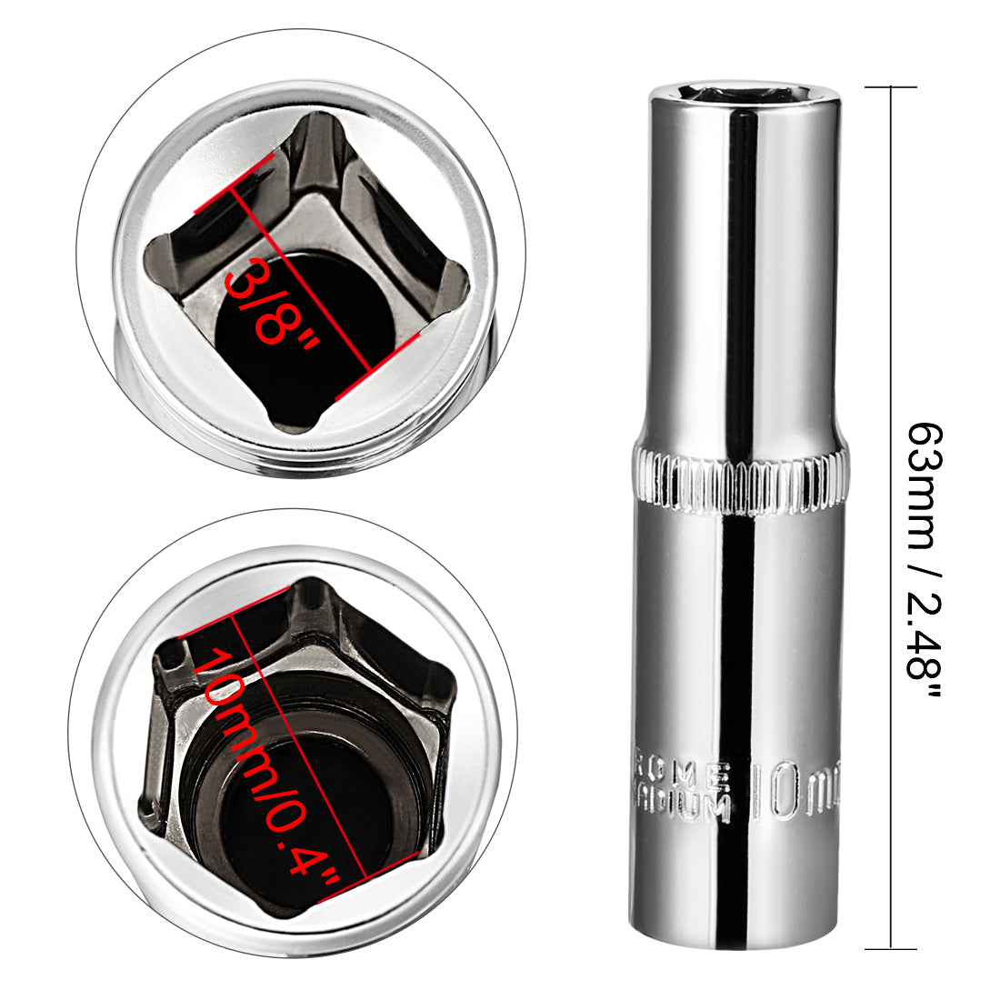 Harfington Square Drive 6-Point Deep Socket, Metric, Cr-V (Polishing)