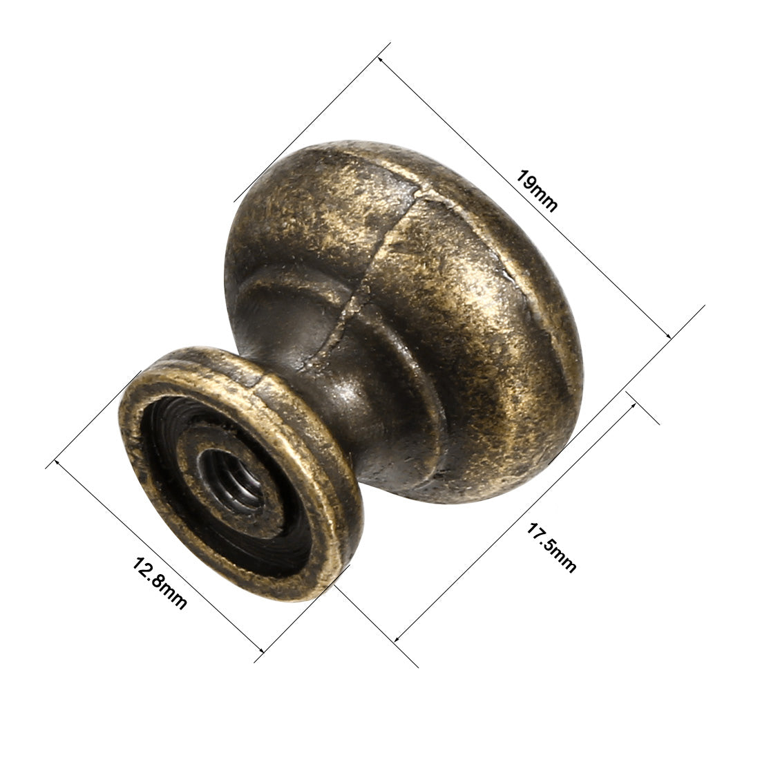 Harfington 19mmx17.5mm Door Vintage Style Single Hole Zinc Alloy Round Knob Pull Handle 5pcs
