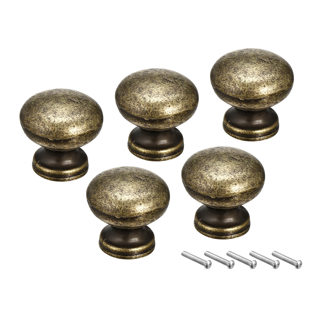Harfington 19mmx17.5mm Door Vintage Style Single Hole Zinc Alloy Round Knob Pull Handle 5pcs