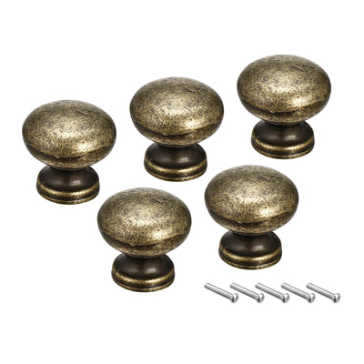 Harfington 19mmx17.5mm Door Vintage Style Single Hole Zinc Alloy Round Knob Pull Handle 5pcs