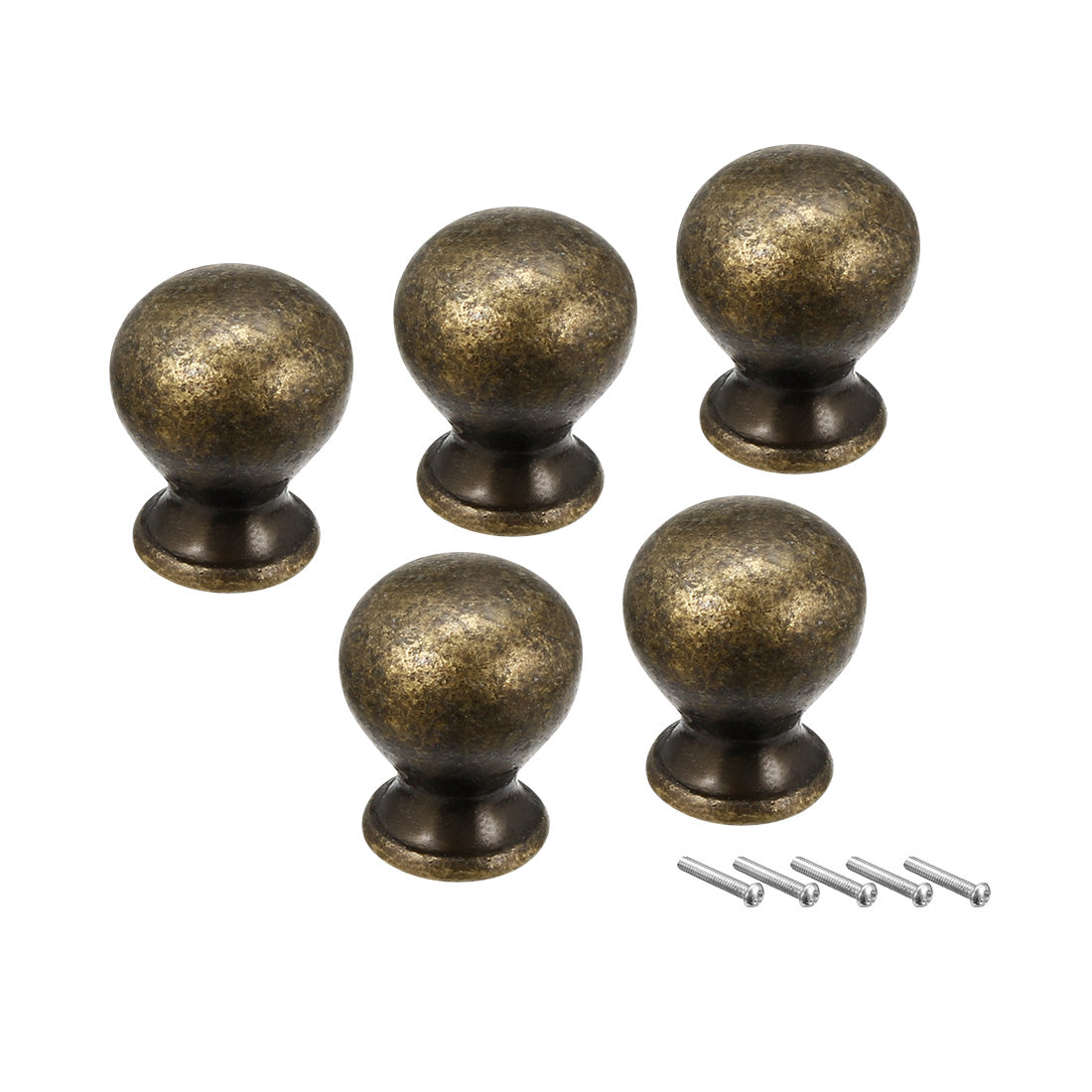 Harfington 14mmx17mm Door Vintage Style Single Hole Zinc Alloy Round Knob Pull Handle 5pcs