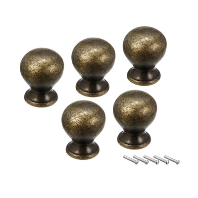 Harfington 14mmx17mm Door Vintage Style Single Hole Zinc Alloy Round Knob Pull Handle 5pcs