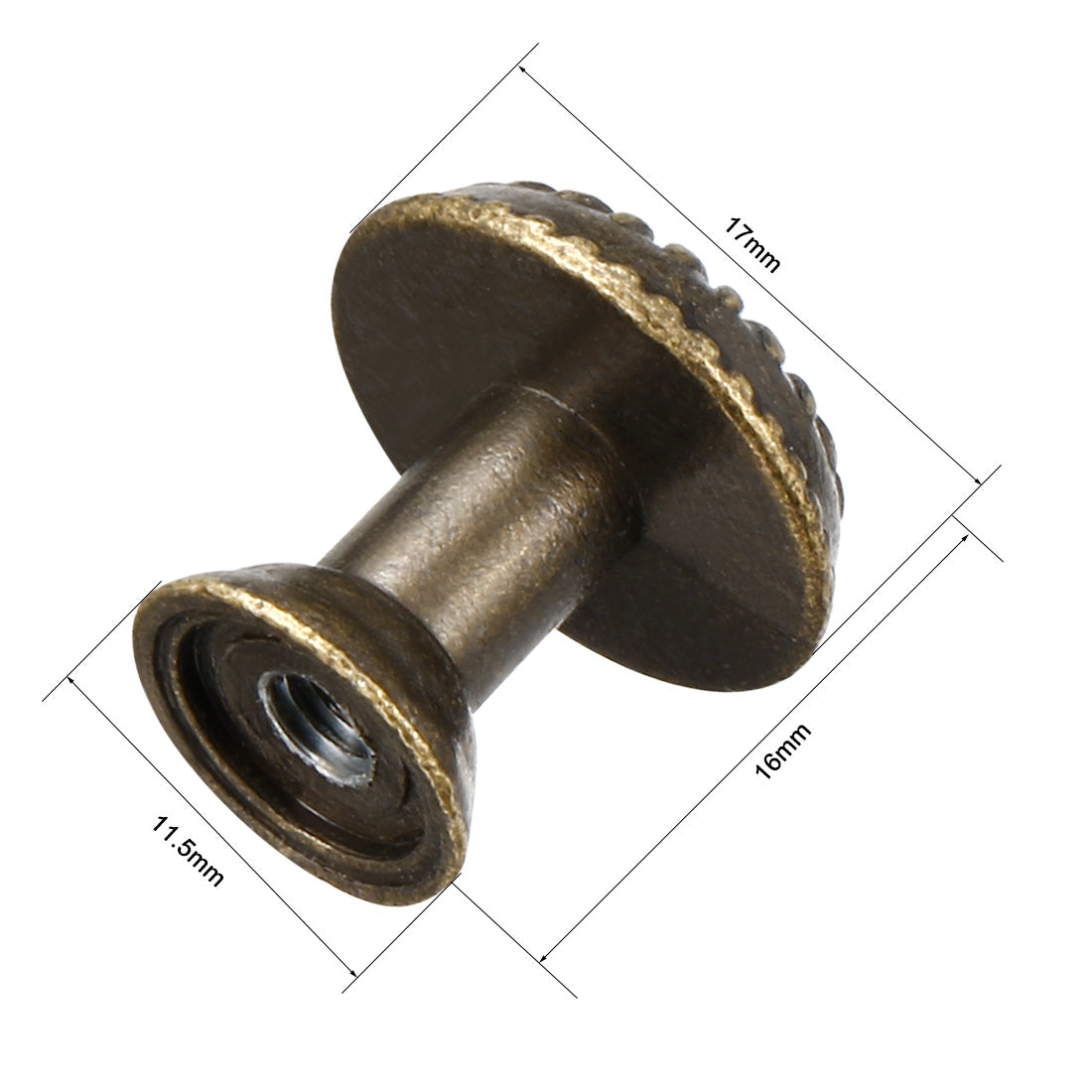Harfington 17mmx16mm Door Vintage Style Single Hole Zinc Alloy Round Knob Pull Handle 10pcs