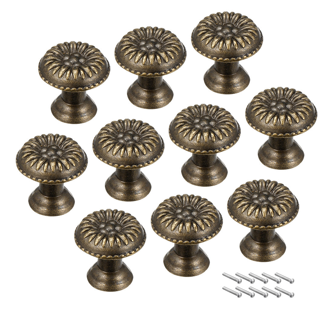 Harfington 17mmx16mm Door Vintage Style Single Hole Zinc Alloy Round Knob Pull Handle 10pcs