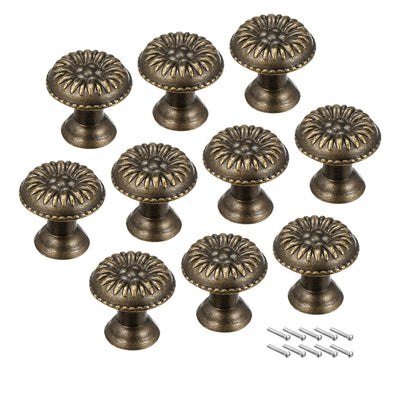 Harfington 17mmx16mm Door Vintage Style Single Hole Zinc Alloy Round Knob Pull Handle 10pcs