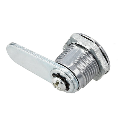 Harfington 17.5mm Cylinder Diameter Zinc Alloy Chrome Plated Cam Lock w Key, Keyed Alike