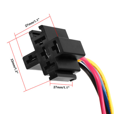 Harfington 12V DC 5-Pin 30/40Amp SPDT Relay Socket Harness Base for Interlocking 5pcs