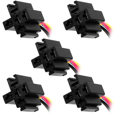 Harfington 12V DC 5-Pin 30/40Amp SPDT Relay Socket Harness Base for Interlocking 5pcs