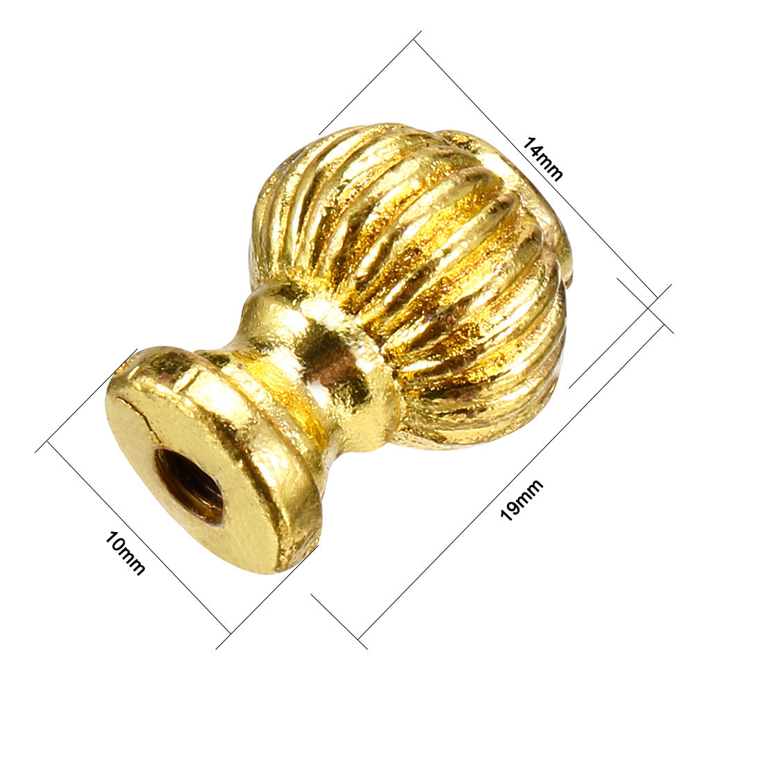 Harfington 14mmx19mm Gift Jewelry Box Single Hole Round Knobs Pull Handles Gold Tone 6pcs