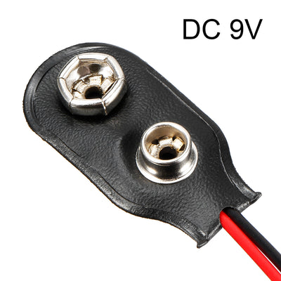 Harfington 14pcs DC 9V Battery Clip I-Type Buckle Connector Faux Leather Housing Lead Wire 14.5cm Length