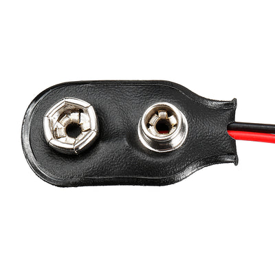 Harfington 14pcs DC 9V Battery Clip I-Type Buckle Connector Faux Leather Housing Lead Wire 14.5cm Length
