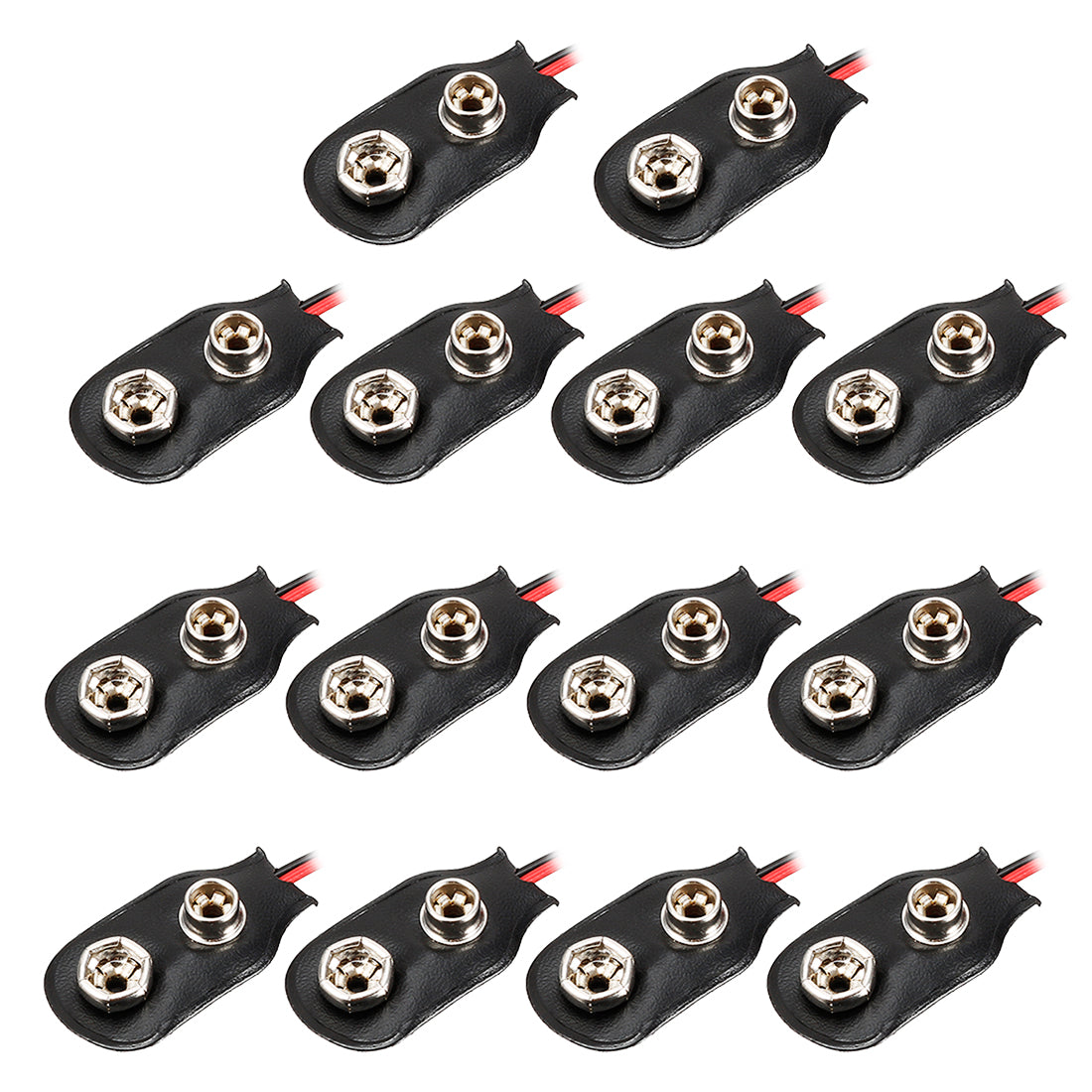 Harfington 14pcs DC 9V Battery Clip I-Type Buckle Connector Faux Leather Housing Lead Wire 14.5cm Length