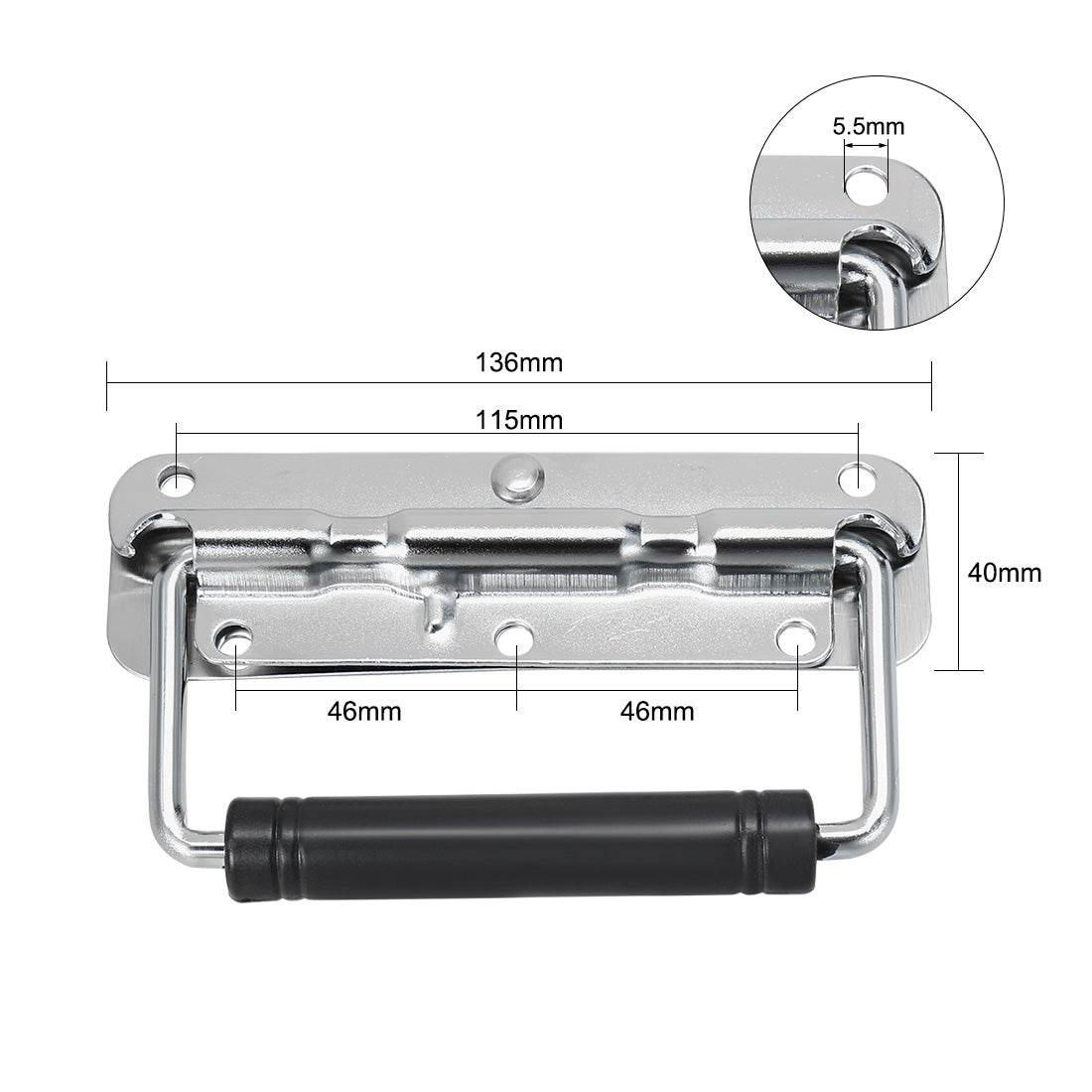 Harfington 136mmx40mm Iron Spray-Paint Toolbox Case Chest Ring Pull Handle Silver Tone