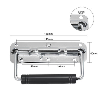 Harfington 136mmx40mm Iron Spray-Paint Toolbox Case Chest Ring Pull Handle Silver Tone