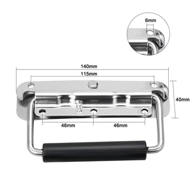 Harfington 140mmx40mm Stainless Steel Toolbox Case Chest Ring Pull Handle Silver Tone