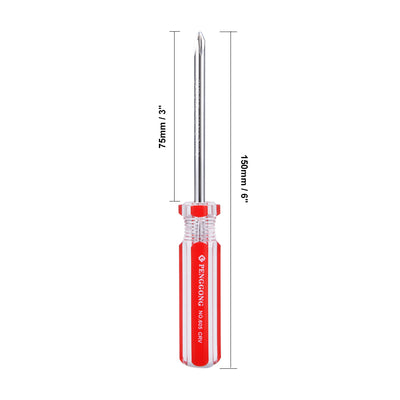 Harfington Magnetic  Phillips Screwdriver with Round Shaft Clear Red Handle