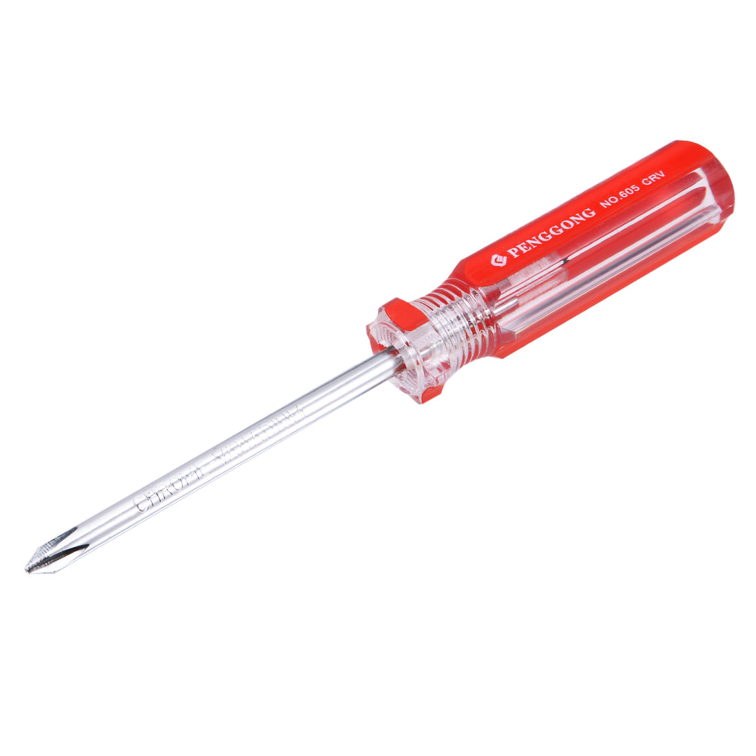 Harfington Magnetic  Phillips Screwdriver with Round Shaft Clear Red Handle